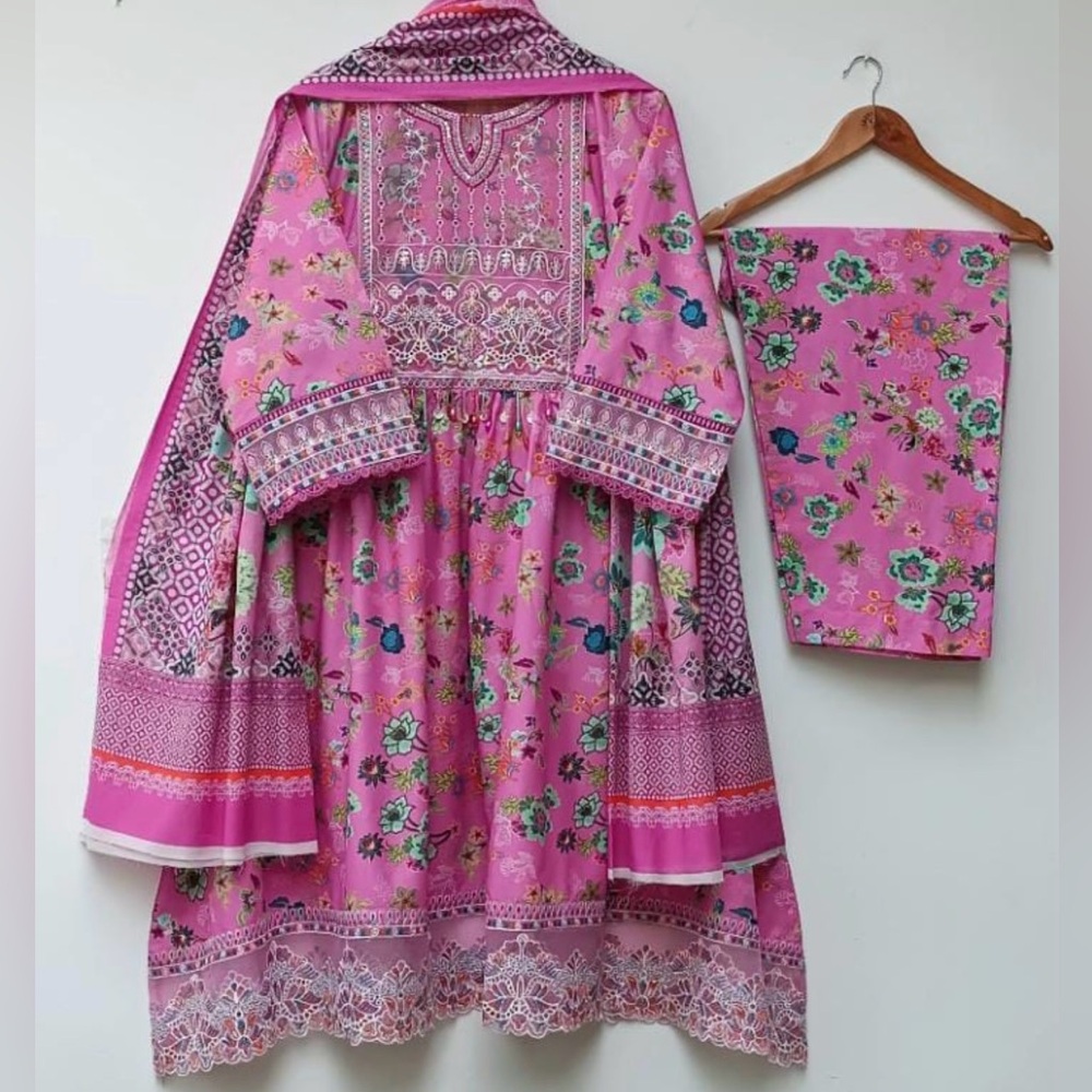 Floral Pink Traditional Dress Set